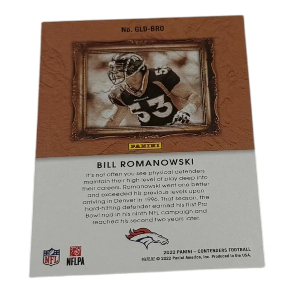 2022 Panini Contenders Gladiators Bill Romanowski Denver Broncos Card GLD-BRO